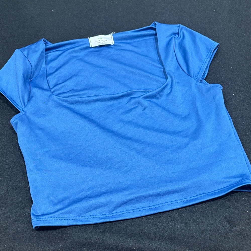 Vero Moda Blue Square Neck Crop Top